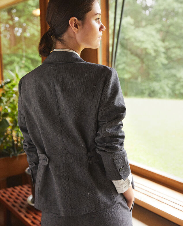 Chaqueta de lino y lana Azul