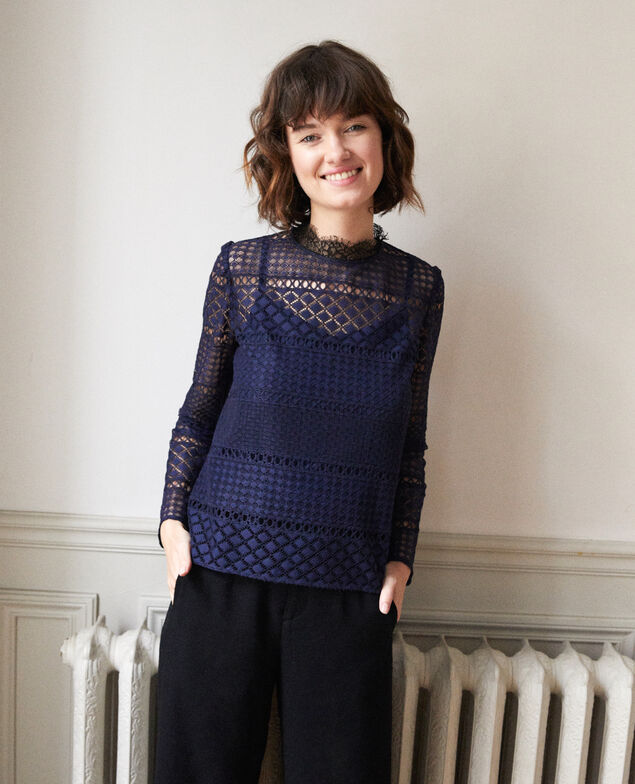 Blusa de encaje calado Peacoat