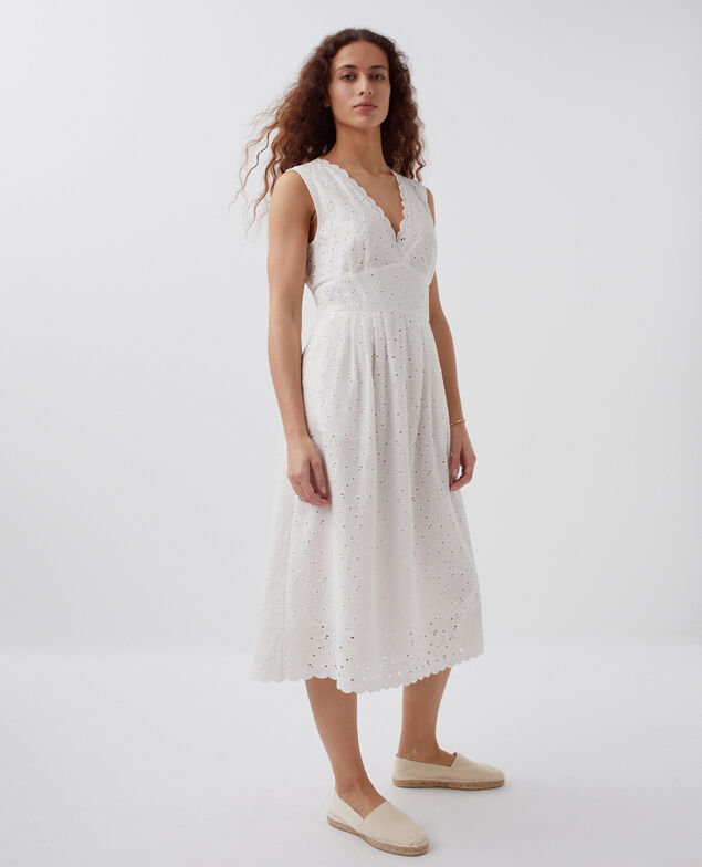 Vestido largo con bordado inglés H003 white