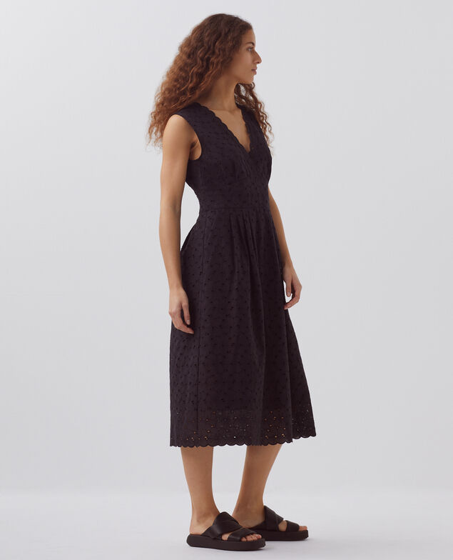 Vestido largo con bordado inglés H091 black beauty