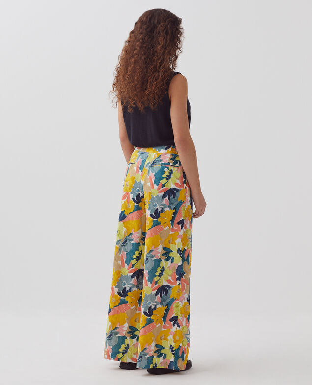 YVONNE - Pantalón amplio de algodón 0430 palmeraie yellow