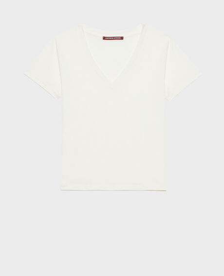 LÉA - Camiseta fluida con cuello de pico Cloud dancer Paberne