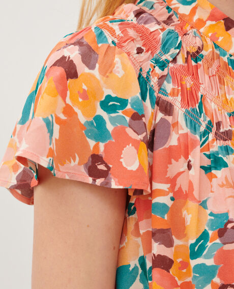 Blusa estampada fluida 0230 fauve orange 3sbl210v02