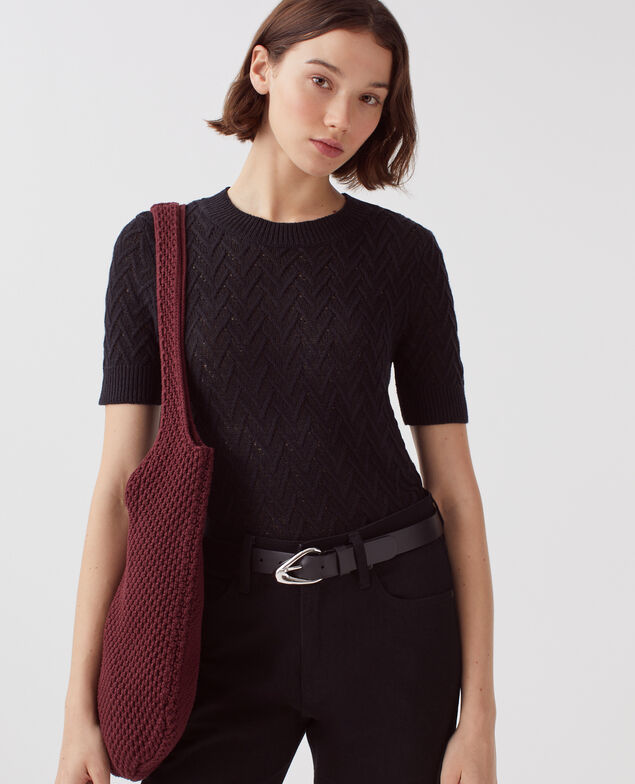 Jersey de lino con manga corta H091 black beauty