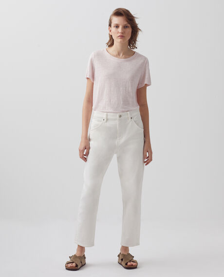 AMANDINE - Camiseta con cuello redondo de lino 0100 pink marshmallow 2ste055f05