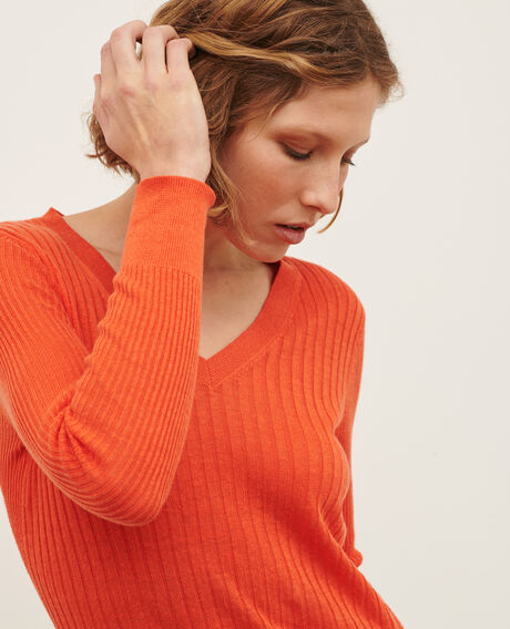 Jersey con textura de lino 0250 tiger lily orange 3sju191l01