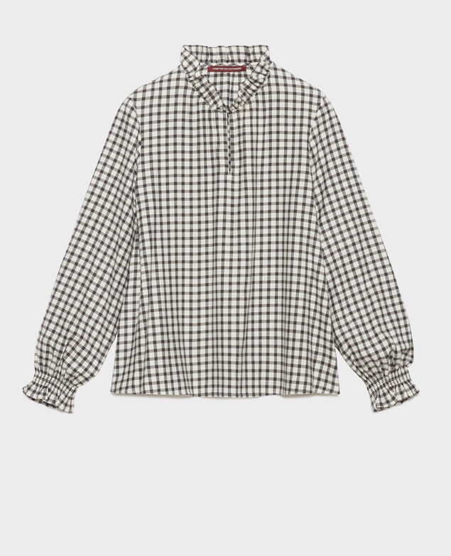 Blusa de algodón mezclado A093 black check