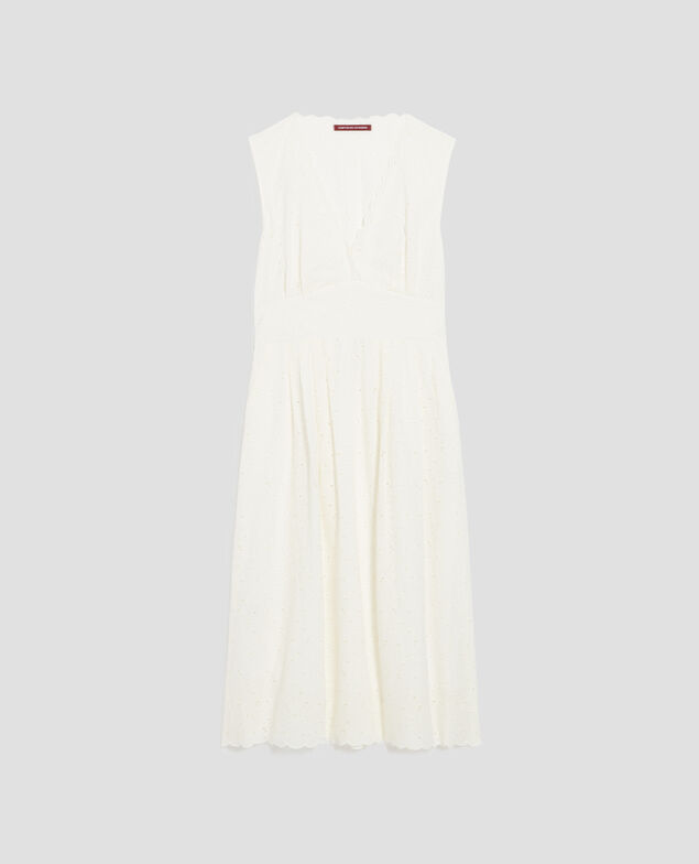 Vestido largo con bordado inglés H003 white