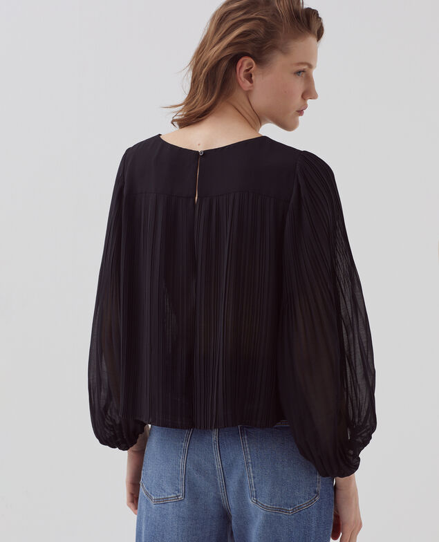 Blusa fluida plisada H091 black beauty