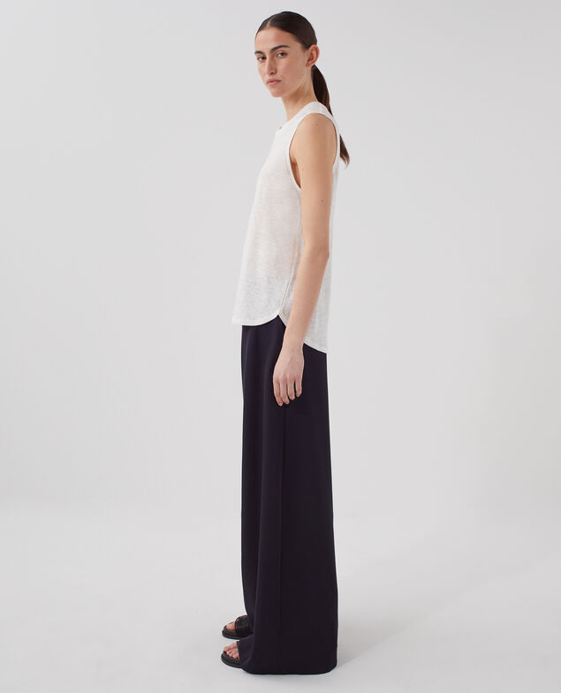 MARCELLE - Camiseta de lino sin mangas U010 off white