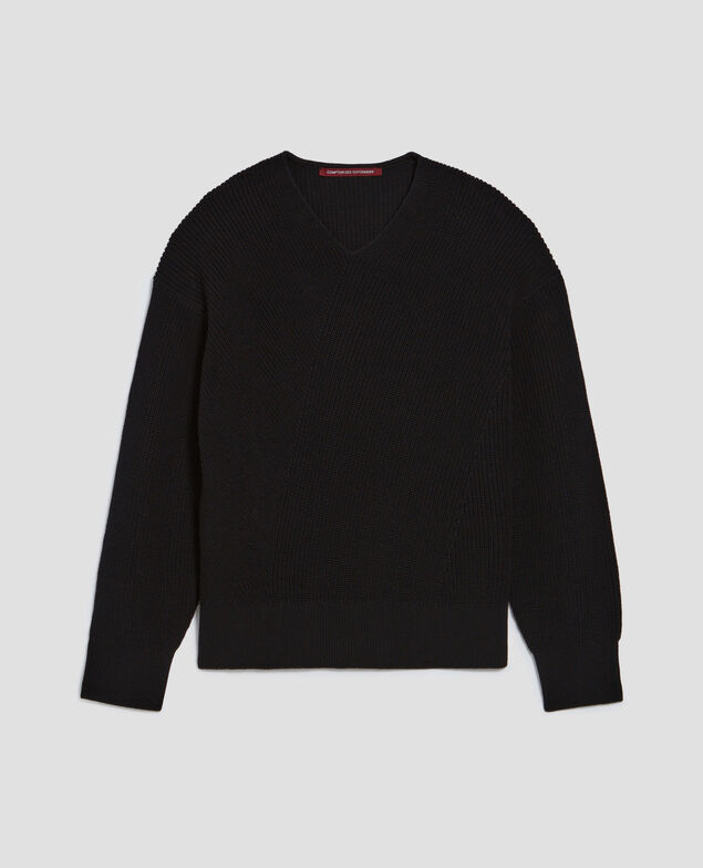 Jersey de algodón y cuello de pico H091 black beauty