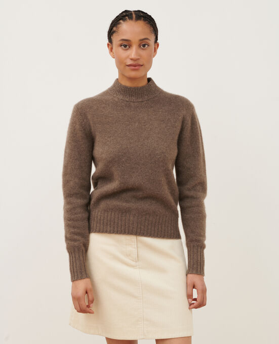 Jersey de cachemir con cuello alto A350 LIGHT BROWN KNIT