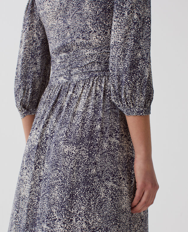 Vestido largo fluido H690 micro fl navy
