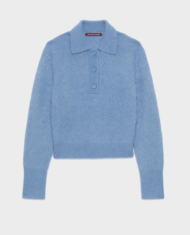 Jersey cuello polo de alpaca mezclada A601 lt blue infinity 3wju049w38