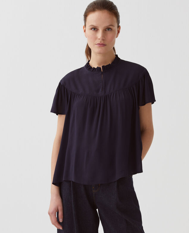 Blusa fluida de manga corta H695 night sky