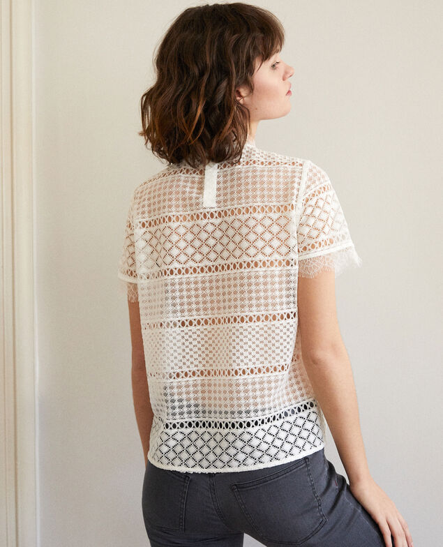 Blusa de encaje calado Blanco