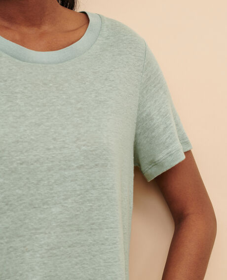 AMANDINE - Camiseta con cuello redondo de lino 50 green 2ste055f05