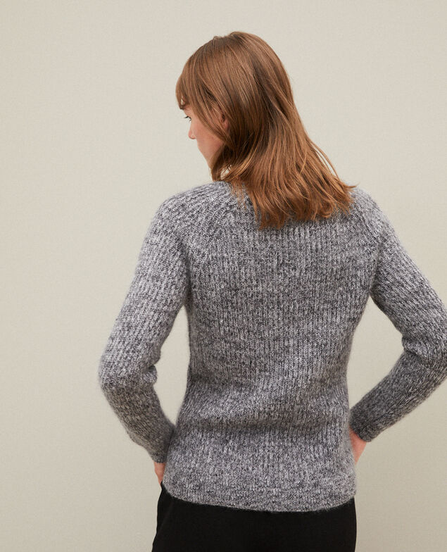 Jersey jaspeado de mohair Light grey/noir/silver gray