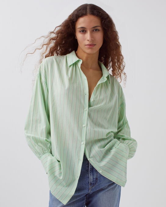 Camisa túnica de algodón 0511 GREEN STRIPE