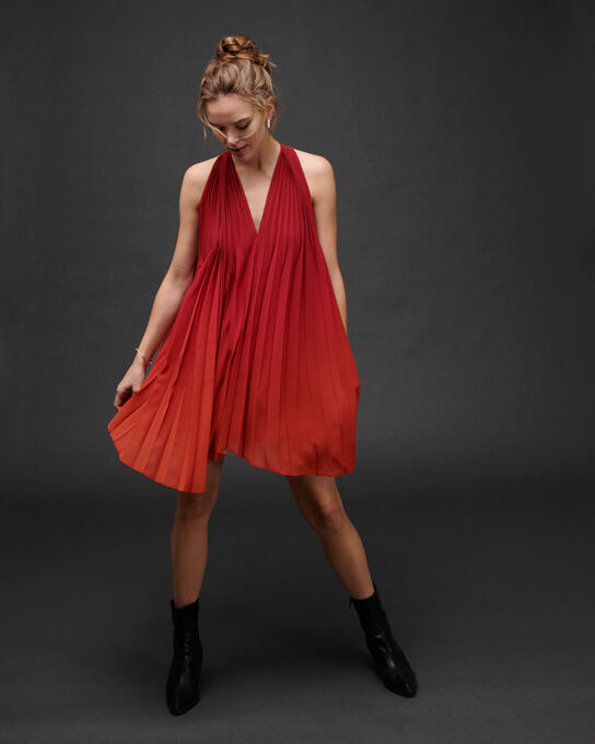 Vestido plisado fluido A151 FADED RED