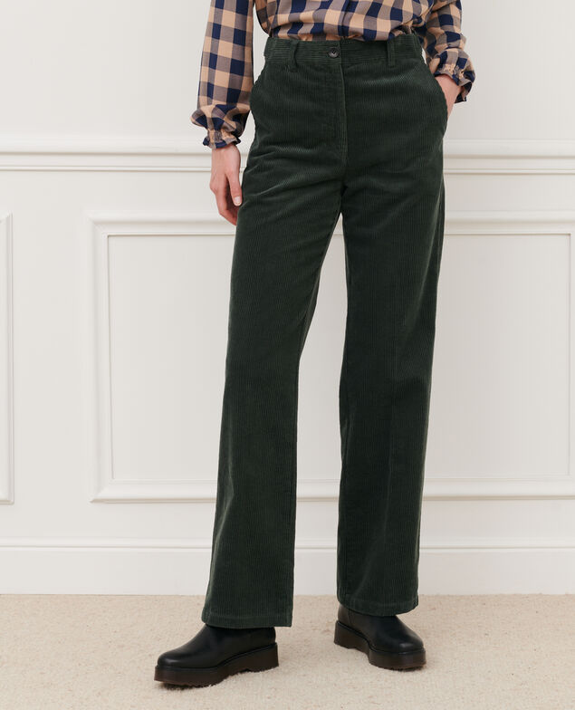 BLANDINE - Pantalón recto de pana 8817 58 darkgreen