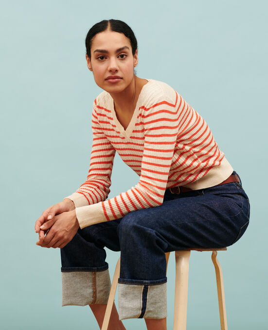 Jersey de rayas de lino 0240 TIGER LILY STRIPES