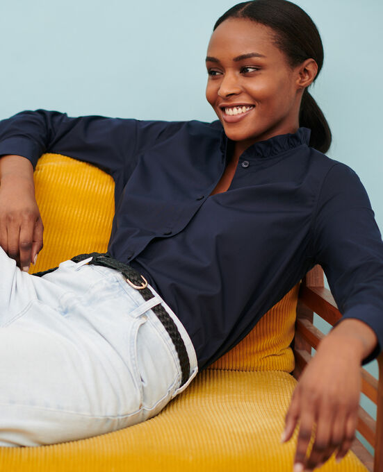 Camisa de popelina de algodón 7012C 69 NAVY