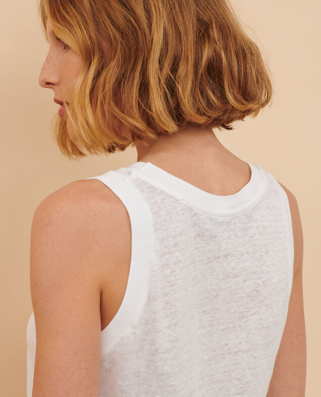 Camiseta sin mangas de lino 4235 optical white
