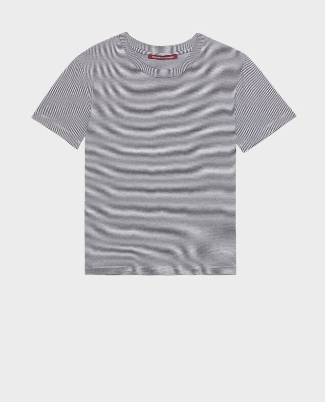 Camiseta de algodón con cuello redondo 121 stripes navy