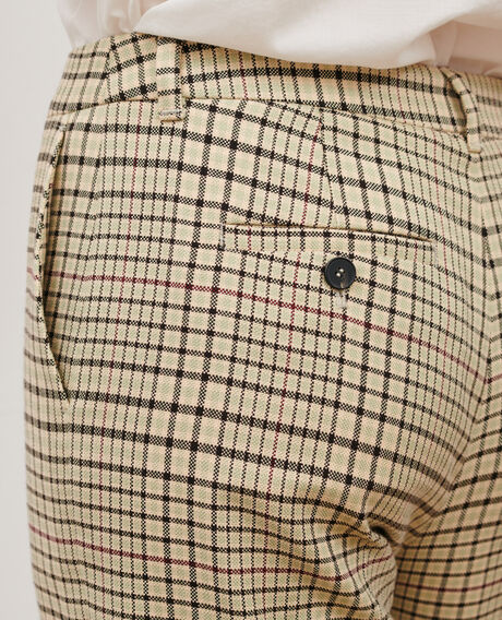 MARGUERITE - Pantalón cigarette 0400 cream checks 3spa005c04