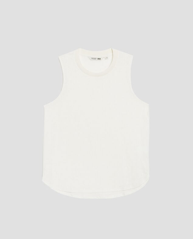 MARCELLE - Camiseta de lino sin mangas H001 brillant white