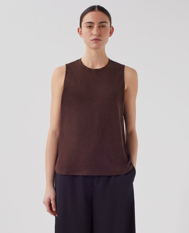 MARCELLE - Camiseta de lino sin mangas U190 wine