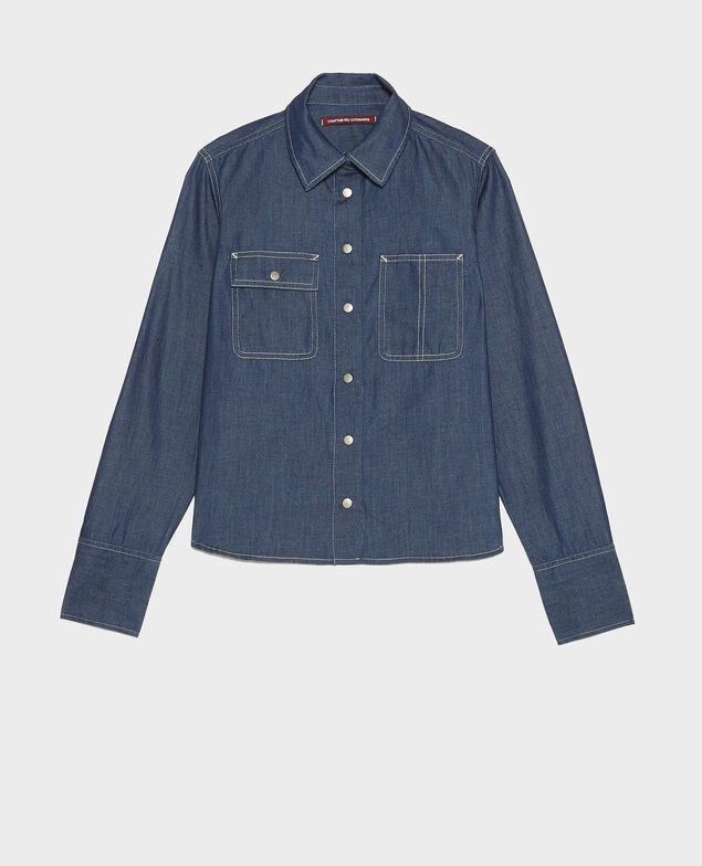 Camisa vaquera con bolsillos asimétricos. Denim brut