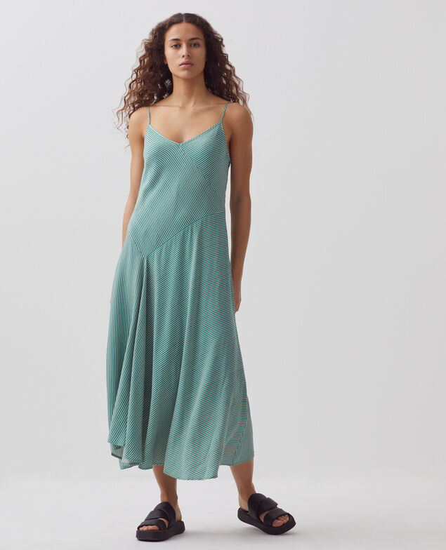 Vestido con tirantes finos 0531 green stripe