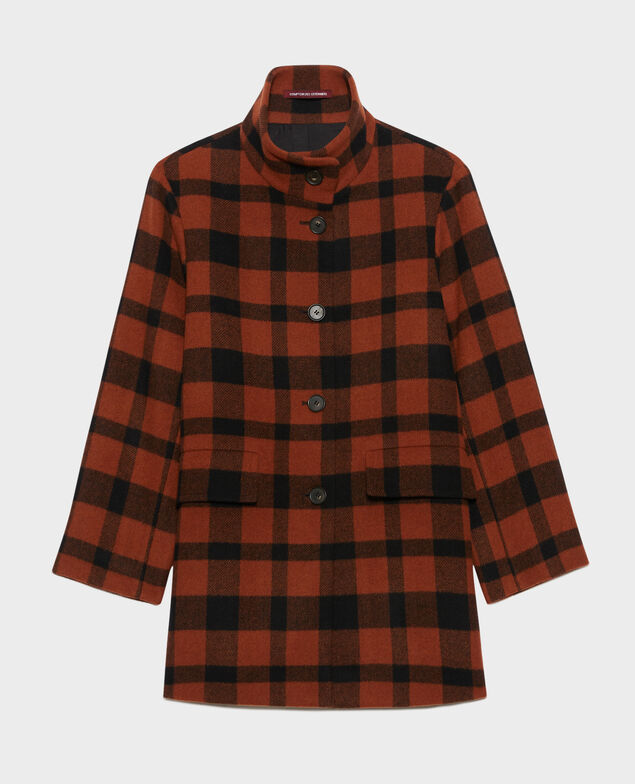 Abrigo corto de lana mezclada 8861 29 darkorange check