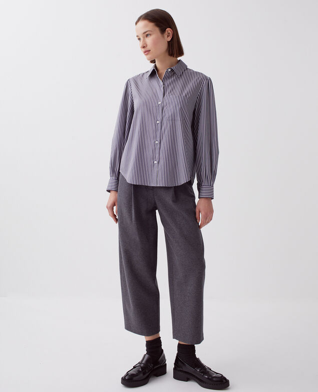 Camisa de algodón satinado I660 st blue white