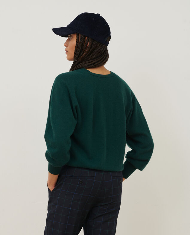 Jersey con cuello de pico de cachemir A552 green knit 3wju082w23
