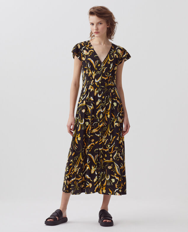 LUDIVINE - Vestido estampado fluido H094 delicate fl black2