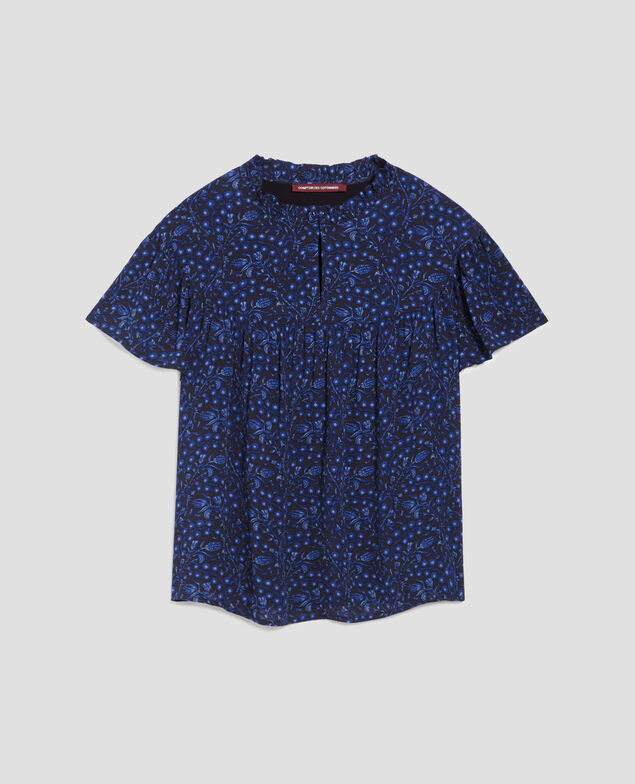 Blusa fluida de manga corta I662 batik navy