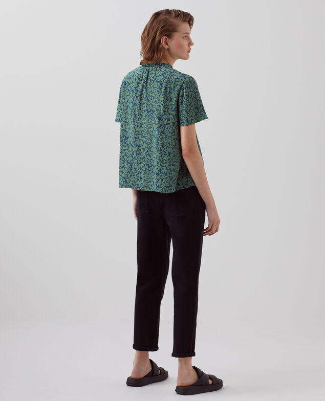 Blusa fluida de manga corta H642 petal majolica