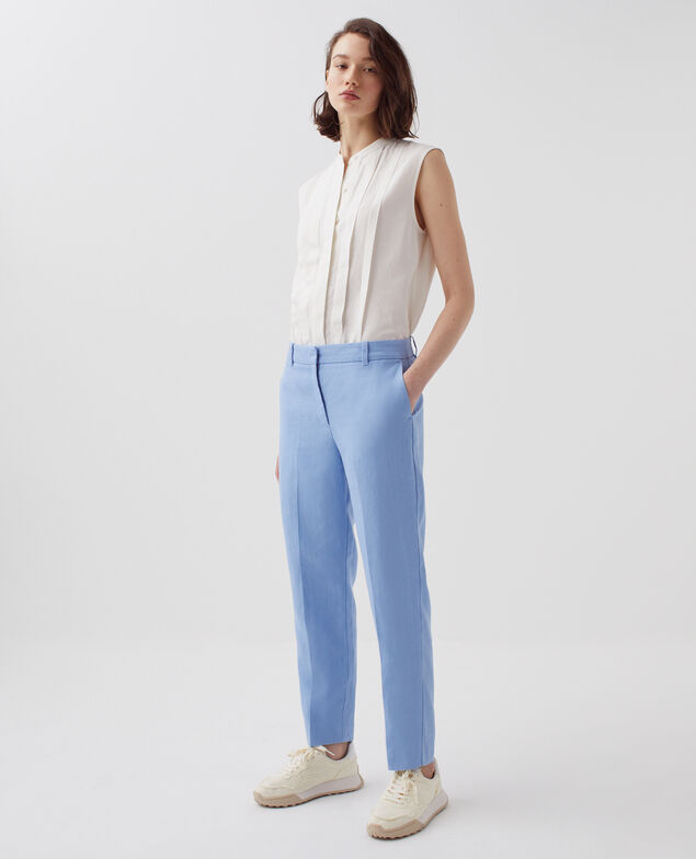 MARGUERITE - Pantalón cigarette de lino H612 bel air blue