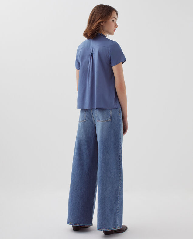 Blusa de manga corta I640 gray blue