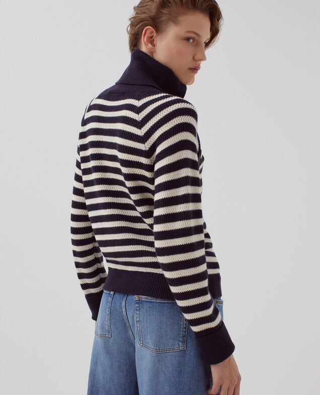 Jersey marinero de cuello con botones de lana merino I696 st ecru navy