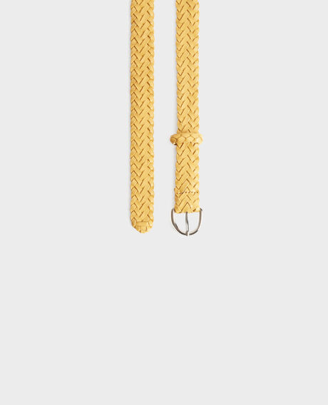 Cinturón fino trenzado de cuero 0460 ochre yellow 3sbe071
