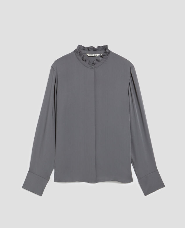 Camisa fluida con volantes U060 grey