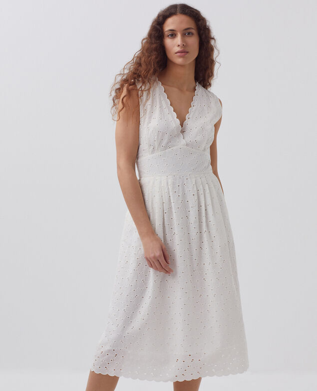 Vestido largo con bordado inglés H003 white