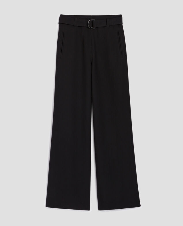 YVONNE - Pantalón amplio de lana y cachemira 8853 09 black