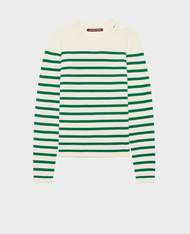 MADDY - Jersey marinero de lana merina A553 green stripe 2wju244w21