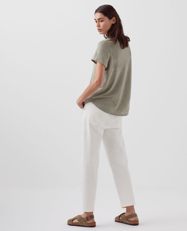AMANDINE - Camiseta con cuello redondo de lino H050 vetiver