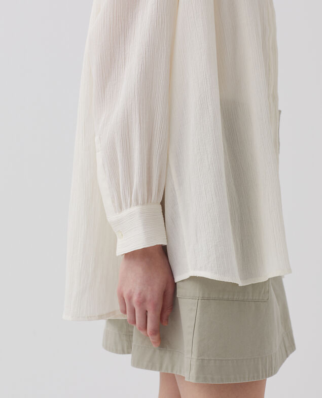 Blusa de algodón plisado H303 white swan